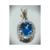 Blue Topaz & Halo White Sapphire Pendant in sterling silver