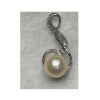 Freshwater Pearl & Sparkling CZ Pendant  in sterling silver